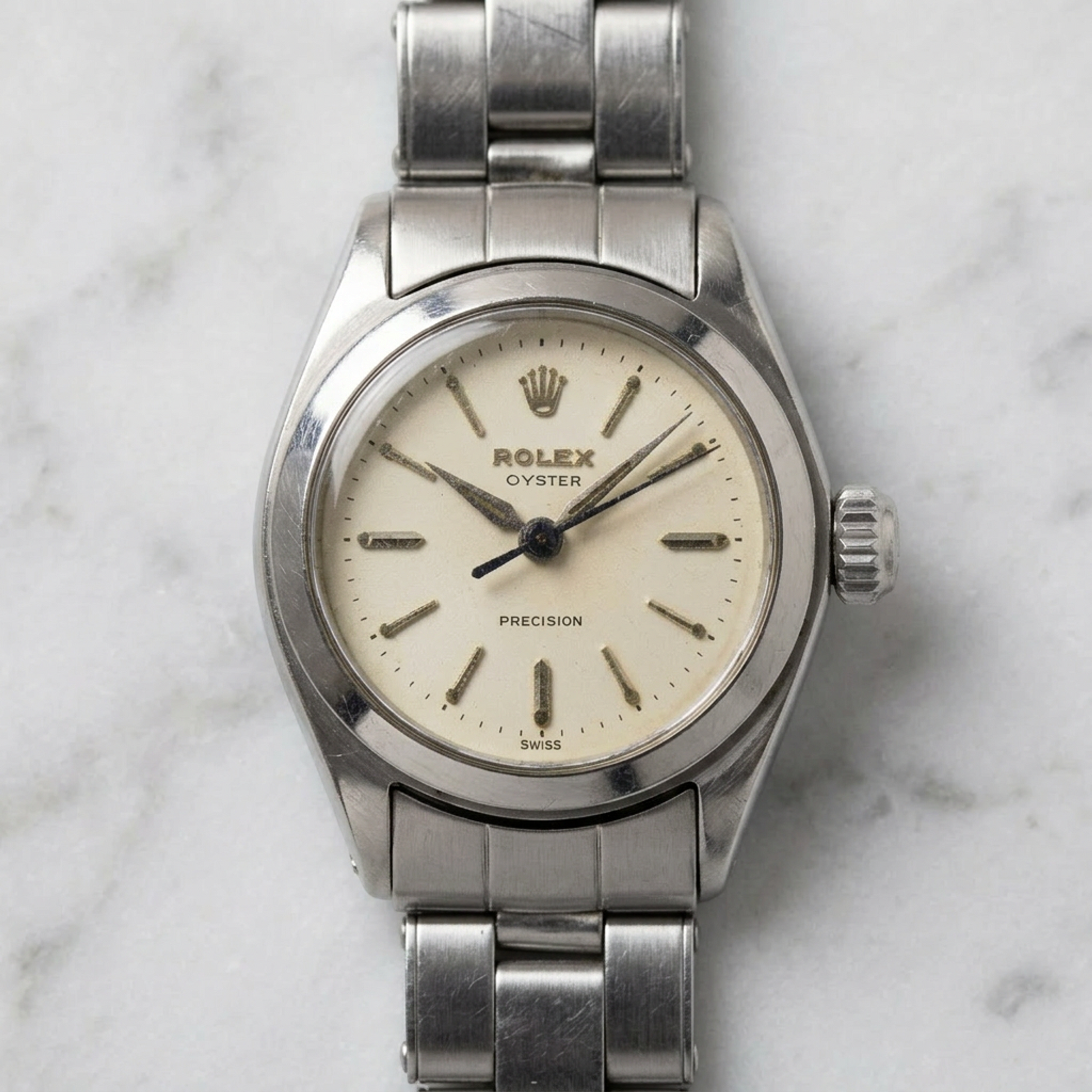 ROLEX Oyster Precision 6410 Steel Hand-Winding Ladies Watch Vintage