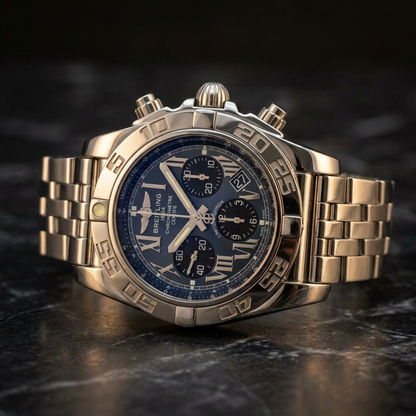 BREITLING Chronomat 44 Japan LTD MOP Steel Mens Watch AB0111 Polished