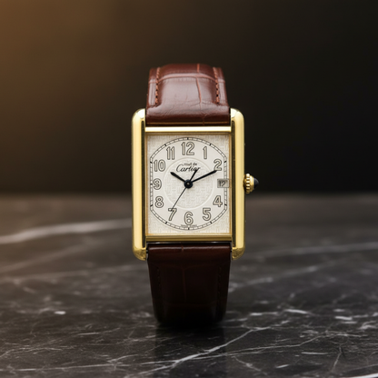 CARTIER Must Tank Quartz Gold Plated Quartz Unisex Watch W1013954