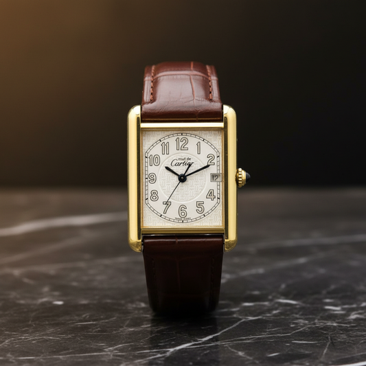 CARTIER Must Tank Quartz Gold Plated Quartz Unisex Watch W1013954