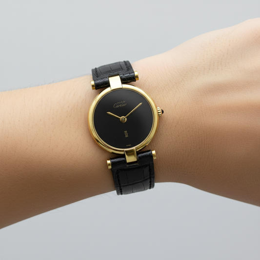 CARTIER Must Vendome Gold Plated Leather Quartz ladies Watch