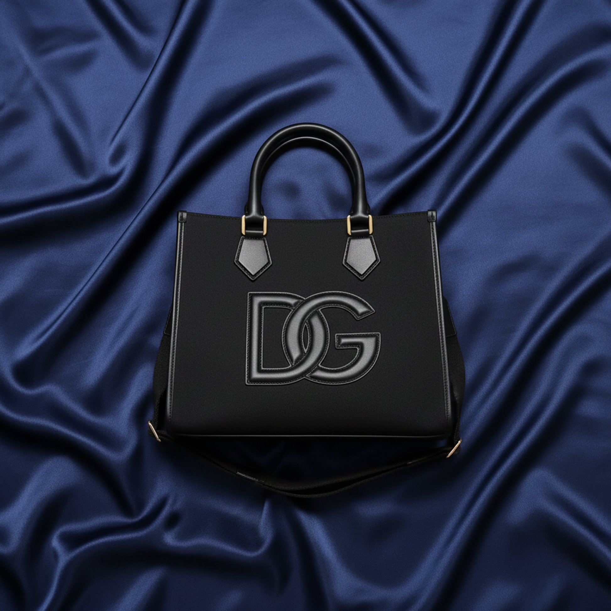Dolce & Gabbana DG Logo Shopping Bag BM2012 AA451 Women's Canvas,Leather Shoulder Bag,Tote Bag Black