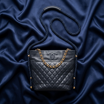 Chanel Matelasse Chain Handle 2-way Bag Women's Leather Handbag,Shoulder Bag Navy