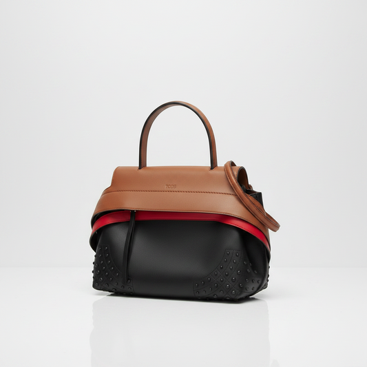 Tod's Wave Medium Women's Leather Handbag,Shoulder Bag Black,Brown