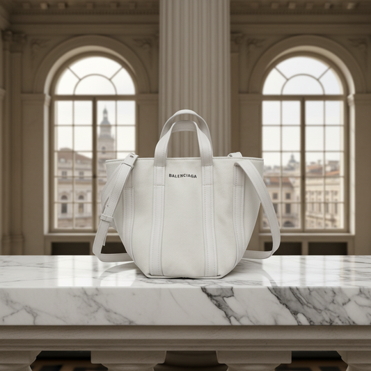 Balenciaga Everyday XS North South 672793 Women's Leather,Canvas Shoulder Bag,Tote Bag Off-white