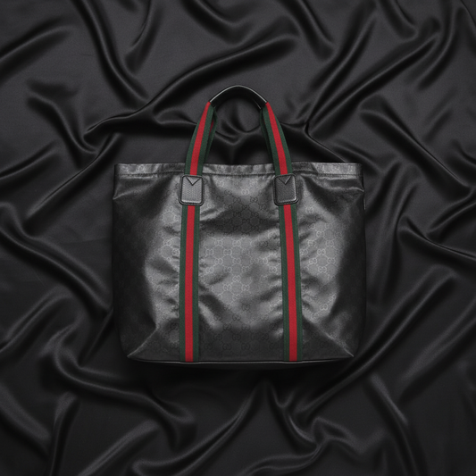 Gucci GG Crystal Large Tote Bag With Web Detail 763287 Men,Women GG Crystal Handbag,Tote Bag Black