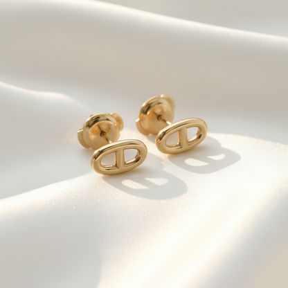 Hermes Chaine D'Ancre No Stone Pink Gold (18K) Stud Earrings Pink Gold