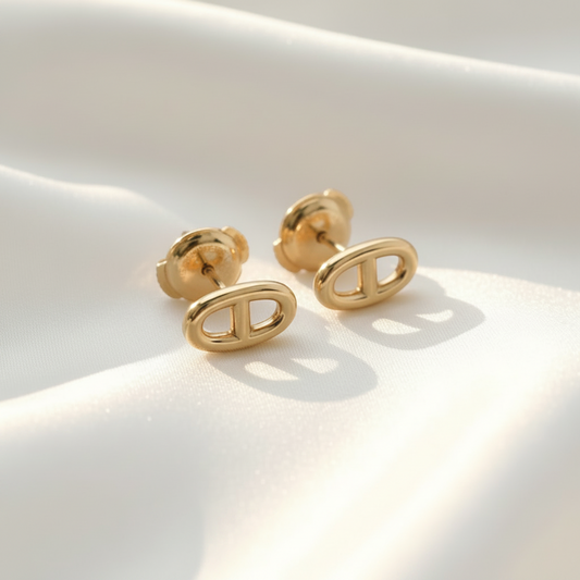 Hermes Chaine D'Ancre No Stone Pink Gold (18K) Stud Earrings Pink Gold