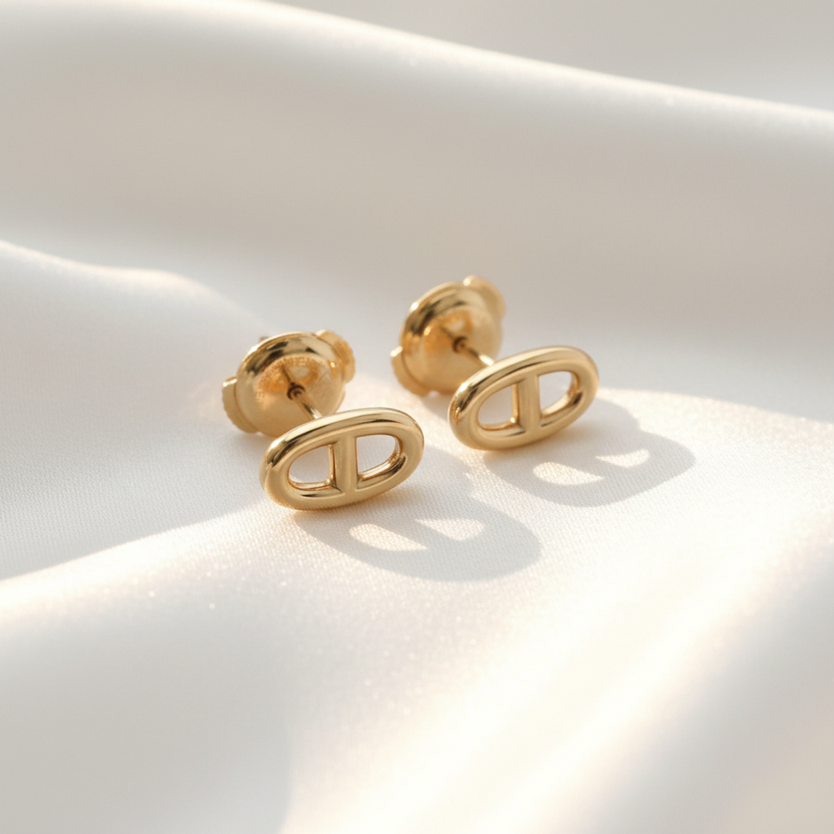 Hermes Chaine D'Ancre No Stone Pink Gold (18K) Stud Earrings Pink Gold