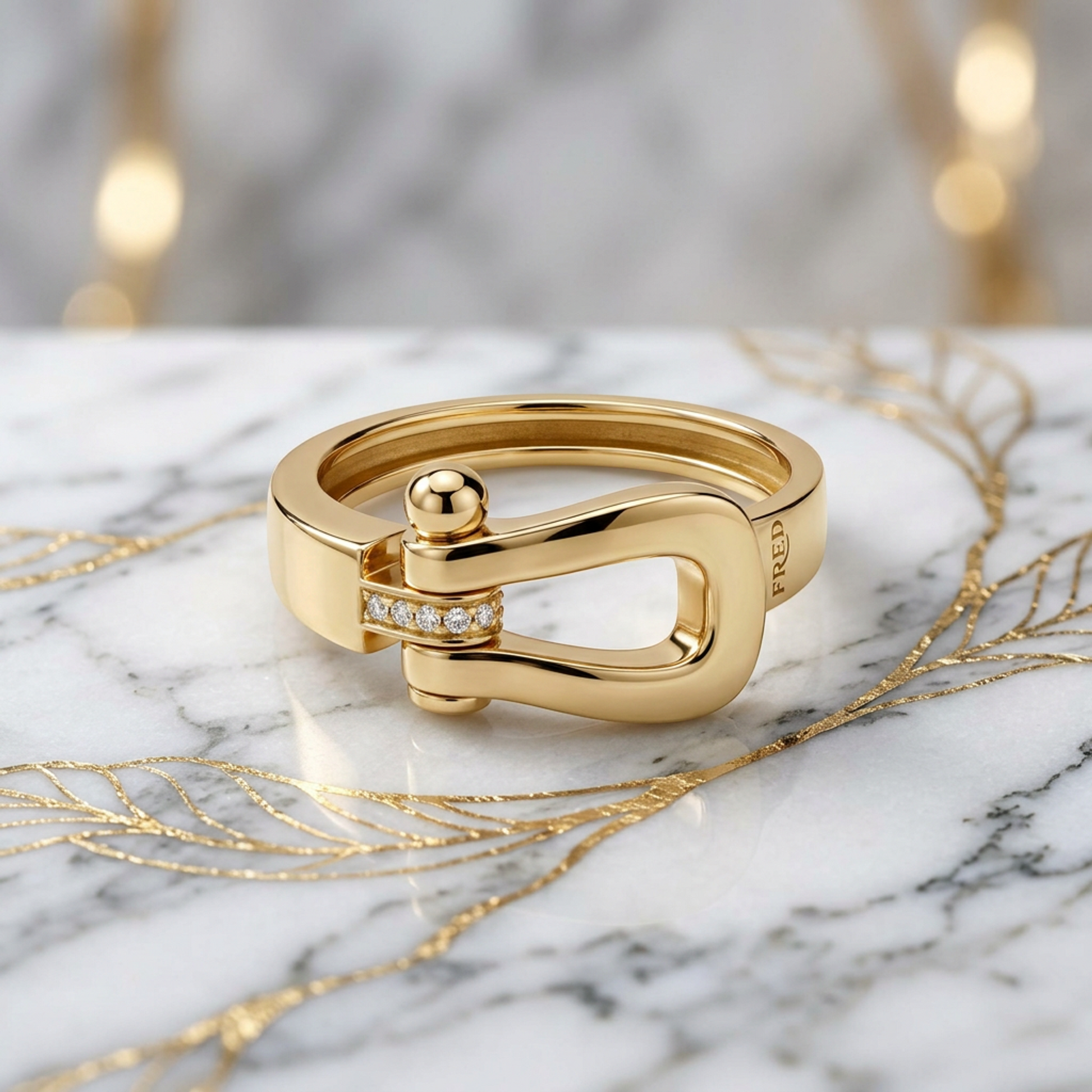 Fred Force 10 Ring With 5 Diamonds Yellow Gold (18K) Fashion Diamond Band Ring Gold