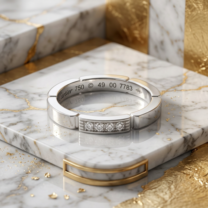 Cartier Maillon Panthère Ring With 4 Diamonds White Gold (18K) Fashion Diamond Band Ring Silver