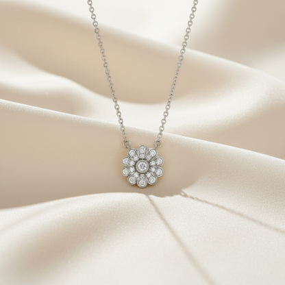 Tiffany Flower Diamond Necklace Platinum Diamond Men,Women Fashion Pendant Necklace