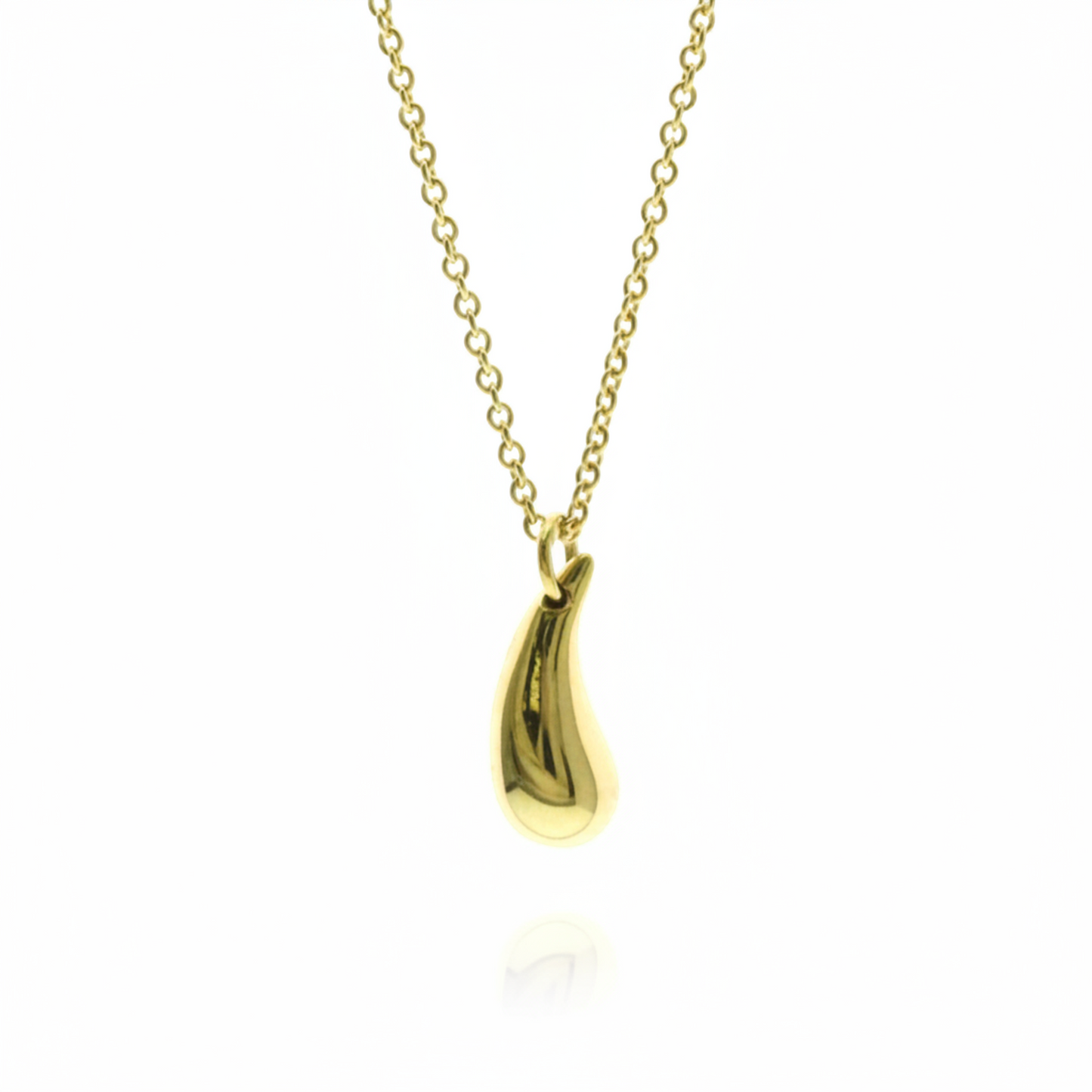 Tiffany Teardrop Necklace Yellow Gold (18K) No Stone Men,Women Fashion Pendant Necklace (Gold)
