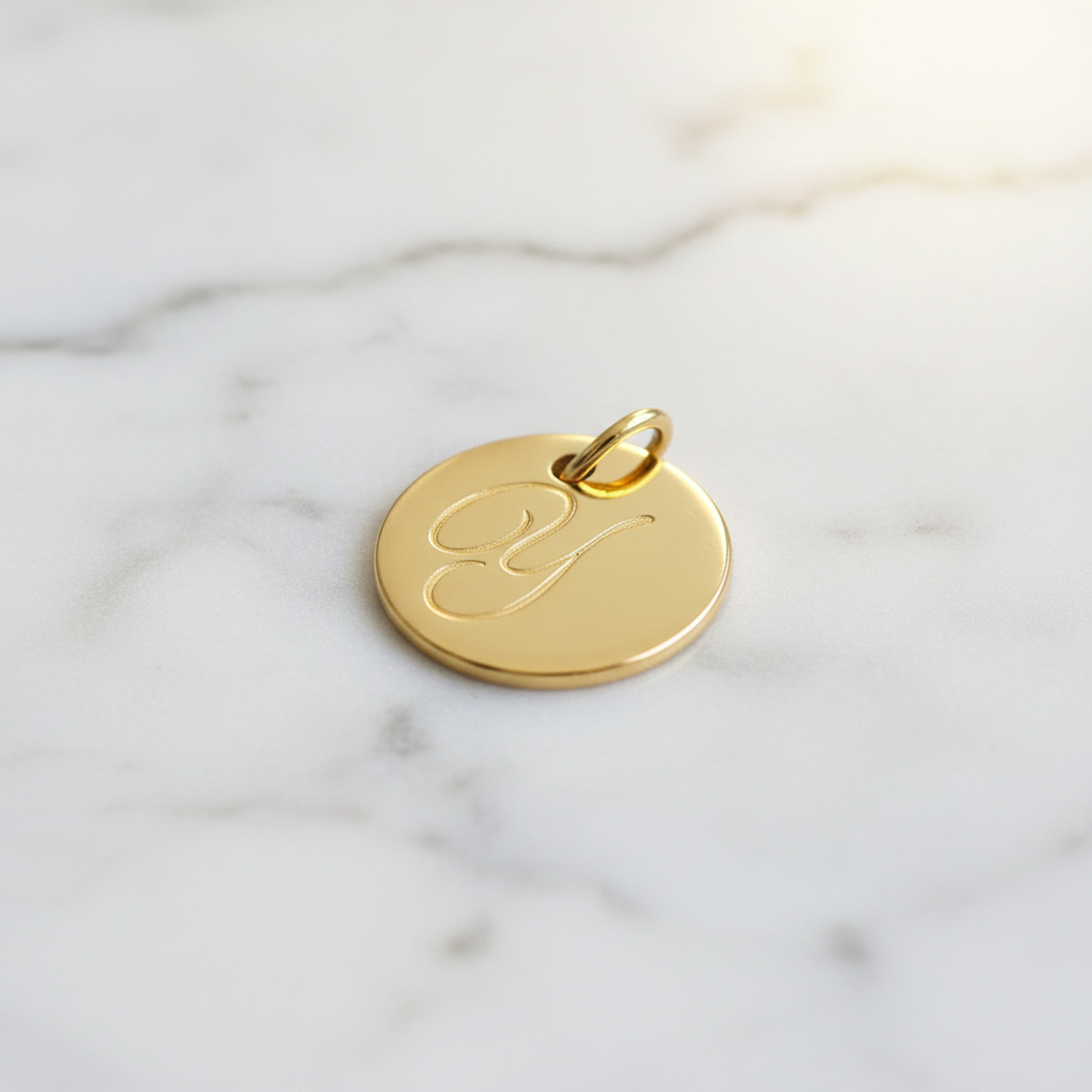 Tiffany Notes Letter Disc Necklace Top "Y" Pink Gold (18K) Men,Women Fashion Pendant (Gold)