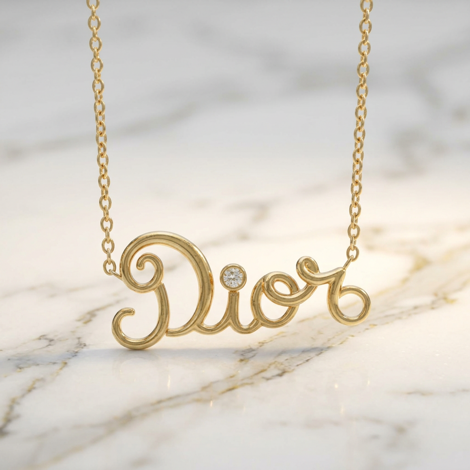 Christian Dior Dioramour Necklace Yellow Gold (18K) Diamond Men,Women Fashion Pendant Necklace (Gold)