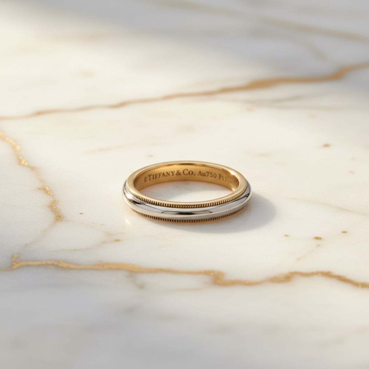 Tiffany Milgrain Ring Pink Gold (18K) Fashion No Stone Band Ring Silver,Pink Gold