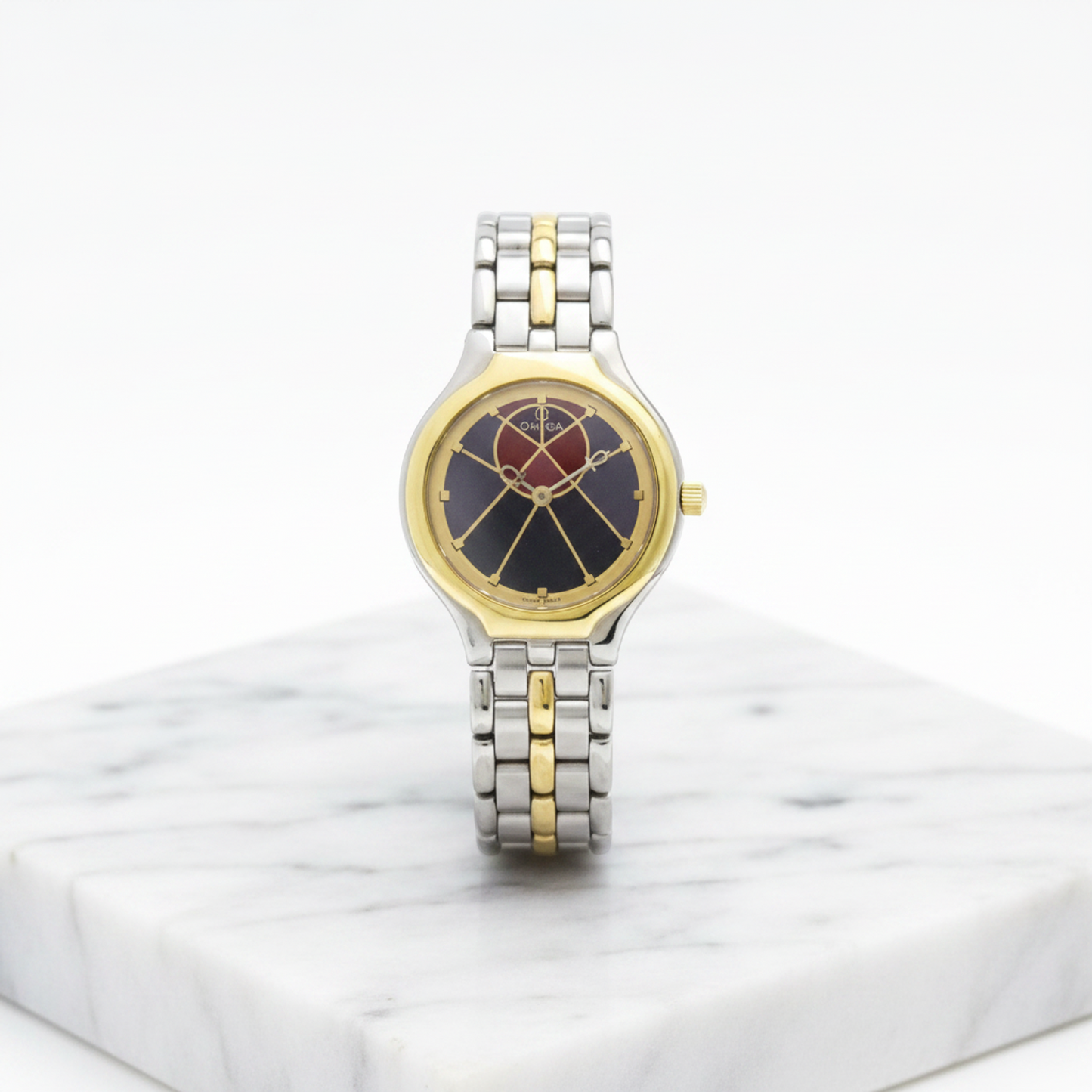 OMEGA De Ville Symbol K18 Gold Stainless Steel Ladies Watch 595.0101 Polished