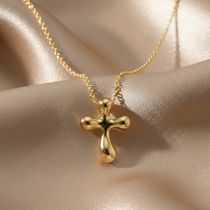 Tiffany Cross Necklace Yellow Gold (18K) No Stone Men,Women Fashion Pendant Necklace (Gold)