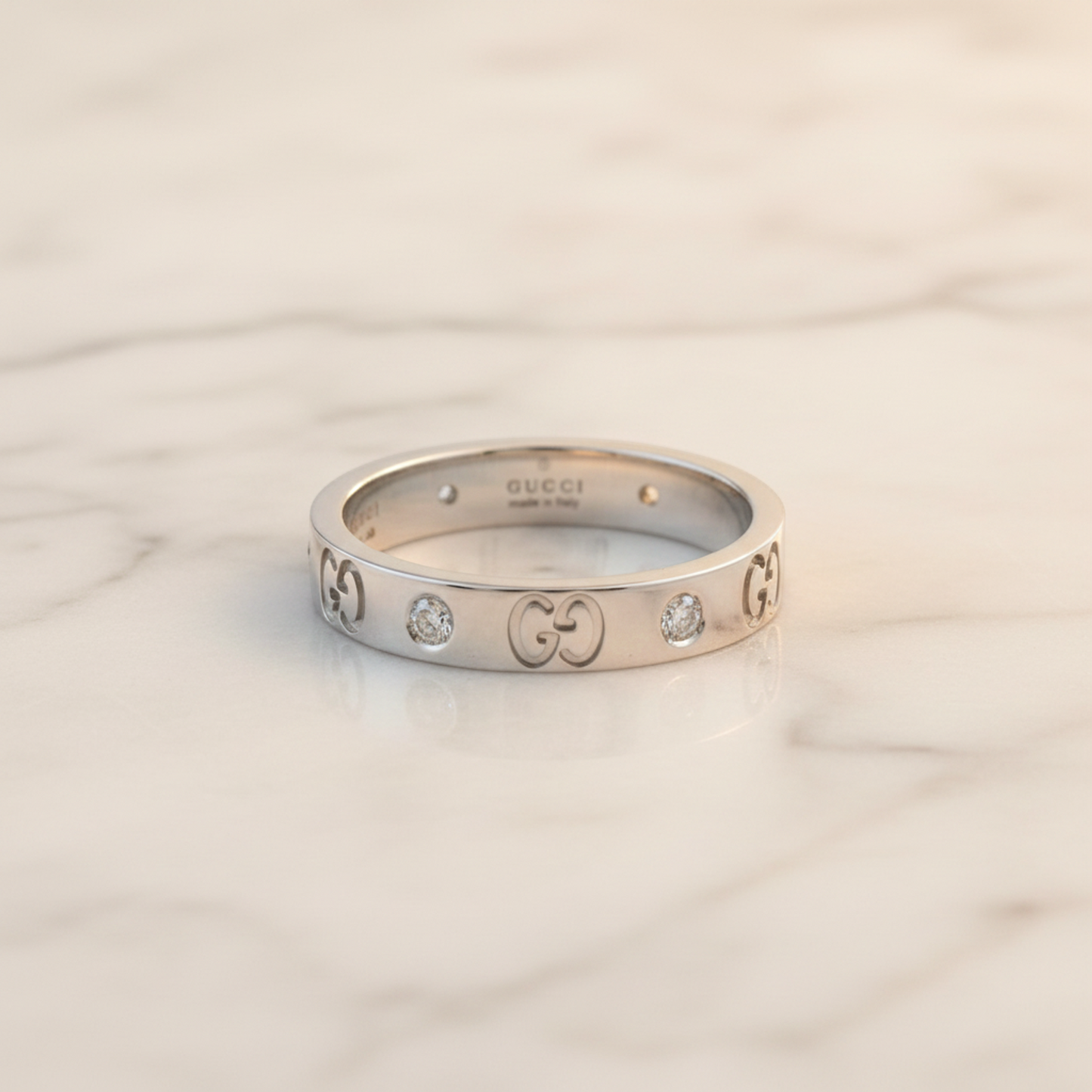 Gucci Icon Yellow Gold (18K) Fashion Diamond Band Ring Gold