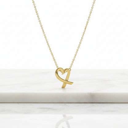 Tiffany Loving Heart Yellow Gold (18K) No Stone Women,Men Fashion Pendant Necklace (Gold)