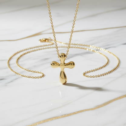 Tiffany Cross Necklace Yellow Gold (18K) No Stone Men,Women Fashion Pendant Necklace (Gold)