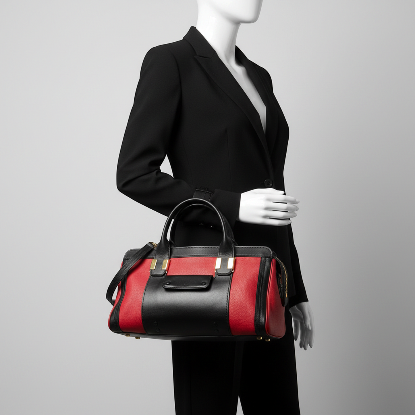 Chloé Alice Women's Leather Handbag,Shoulder Bag Black,Red Color