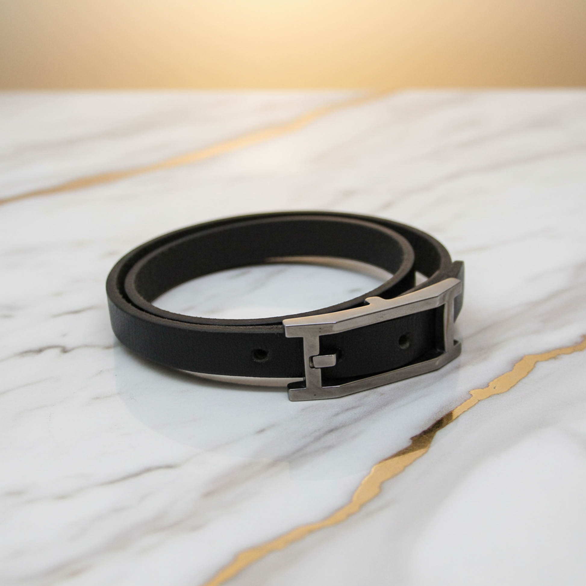 Hermes Hapi III Choker Leather,Metal Bangle Silver,Black