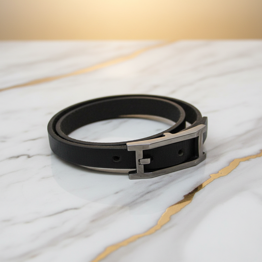 Hermes Hapi III Choker Leather,Metal Bangle Silver,Black