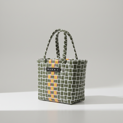 Marni Micro Basket Bag MW55F Women's Polypropylene,Leather Handbag Khaki,Yellow