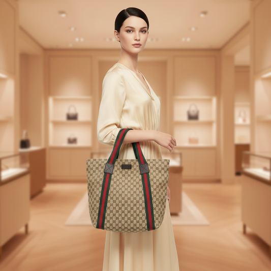 Gucci GG Canvas Sherry Line 189669 Men,Women GG Canvas,Leather Tote Bag