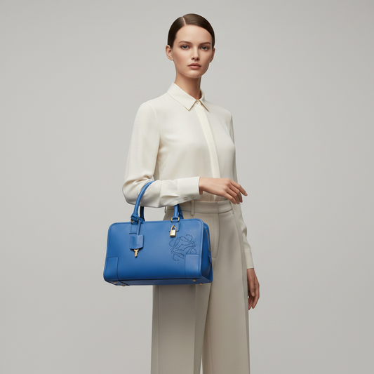Loewe Amazona 36 Limited Edition 352.34.AA22 Women's Leather Handbag Blue