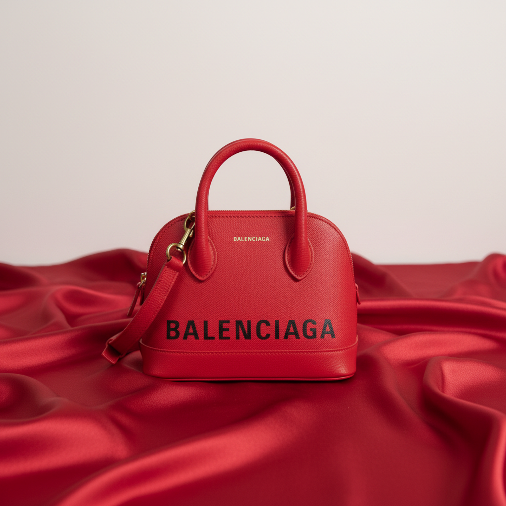 Balenciaga VILLE Top Handle XXS 525050 Women's Leather Handbag,Shoulder Bag Red Color