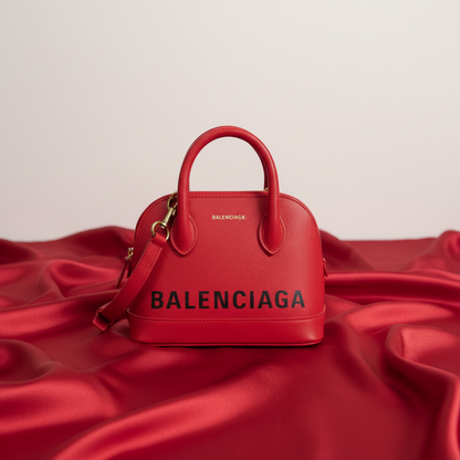 Balenciaga VILLE Top Handle XXS 525050 Women's Leather Handbag,Shoulder Bag Red Color