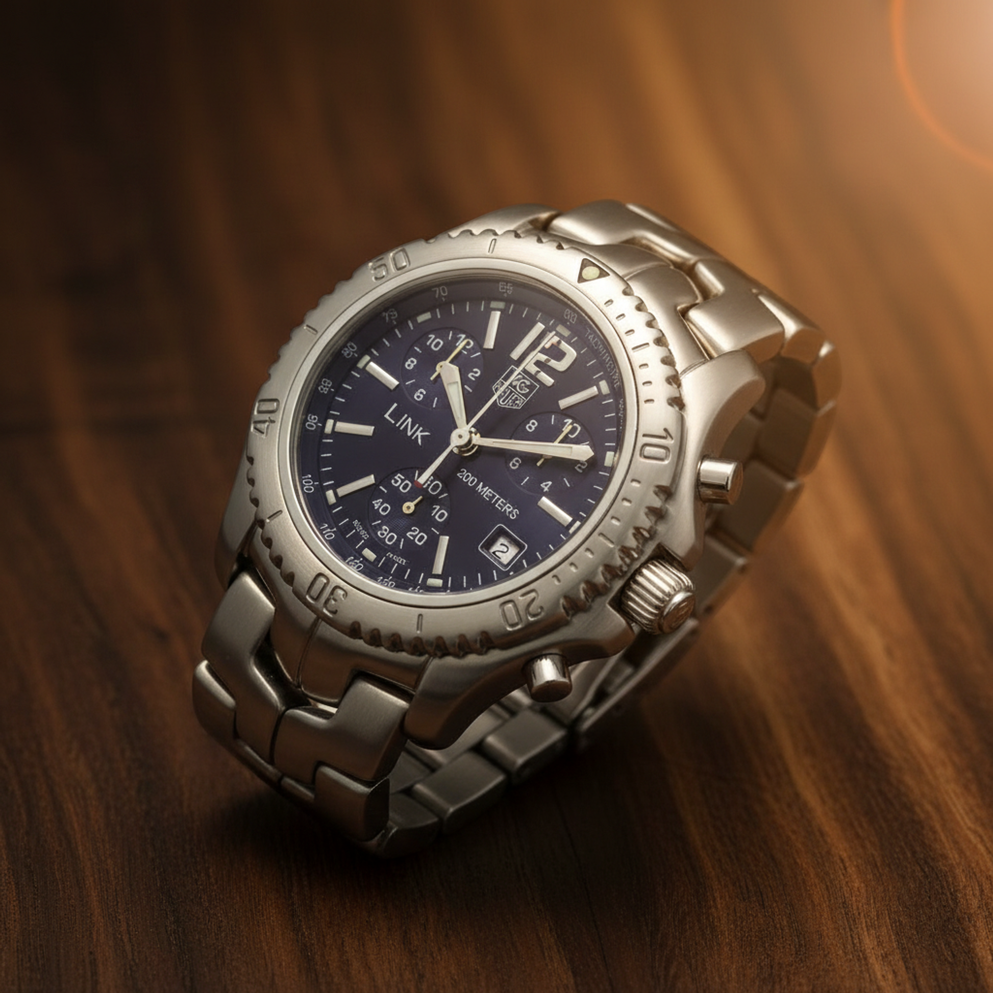 TAG HEUER Link Chronograph Steel Quartz Mens Watch CT1110 Polished