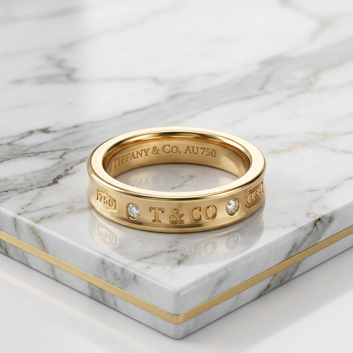 Tiffany 1837 T&Co Diamond Ring Pink Gold (18K) Fashion Diamond Band Ring Pink Gold