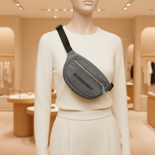 Burberry Canon 8052888 Men,Women Nylon Fanny Pack,Sling Bag Gray
