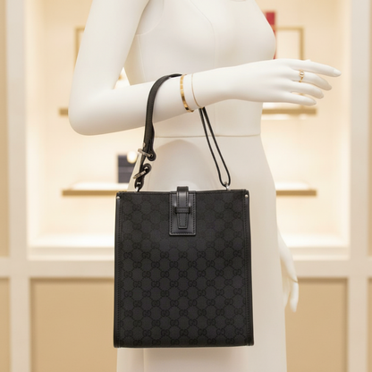Gucci GG Canvas 110292 Women's GG Canvas Shoulder Bag Black