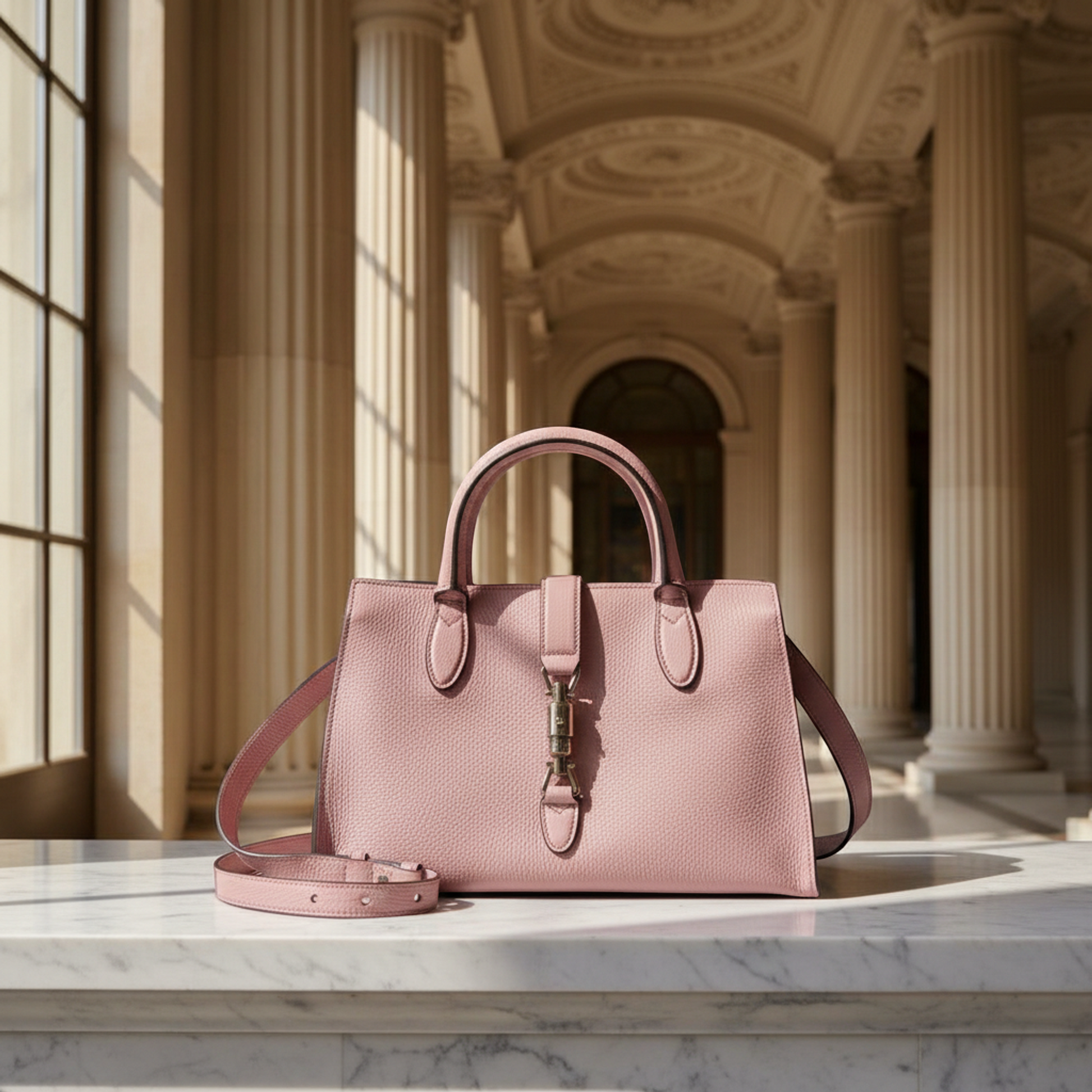 Gucci New Jackie 365460 Women's Leather Handbag,Shoulder Bag Dusty Pink
