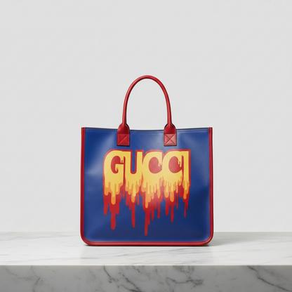 Gucci Children 550763 Girls,Boys PVC,Leather Handbag,Tote Bag Blue,Red Color,Yellow