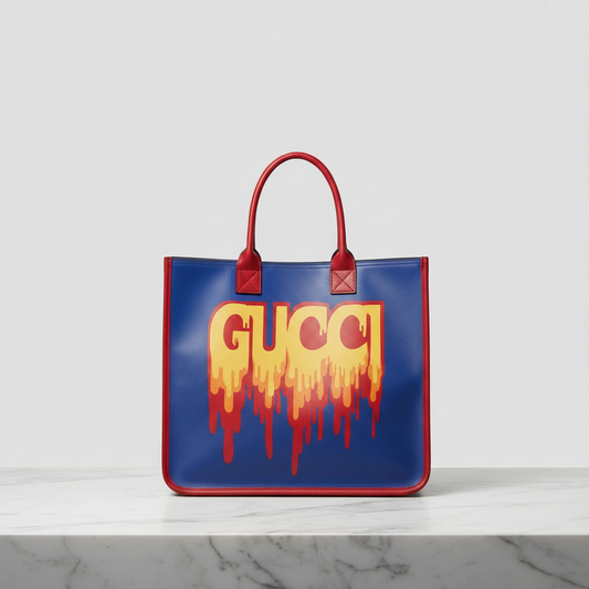 Gucci Children 550763 Girls,Boys PVC,Leather Handbag,Tote Bag Blue,Red Color,Yellow
