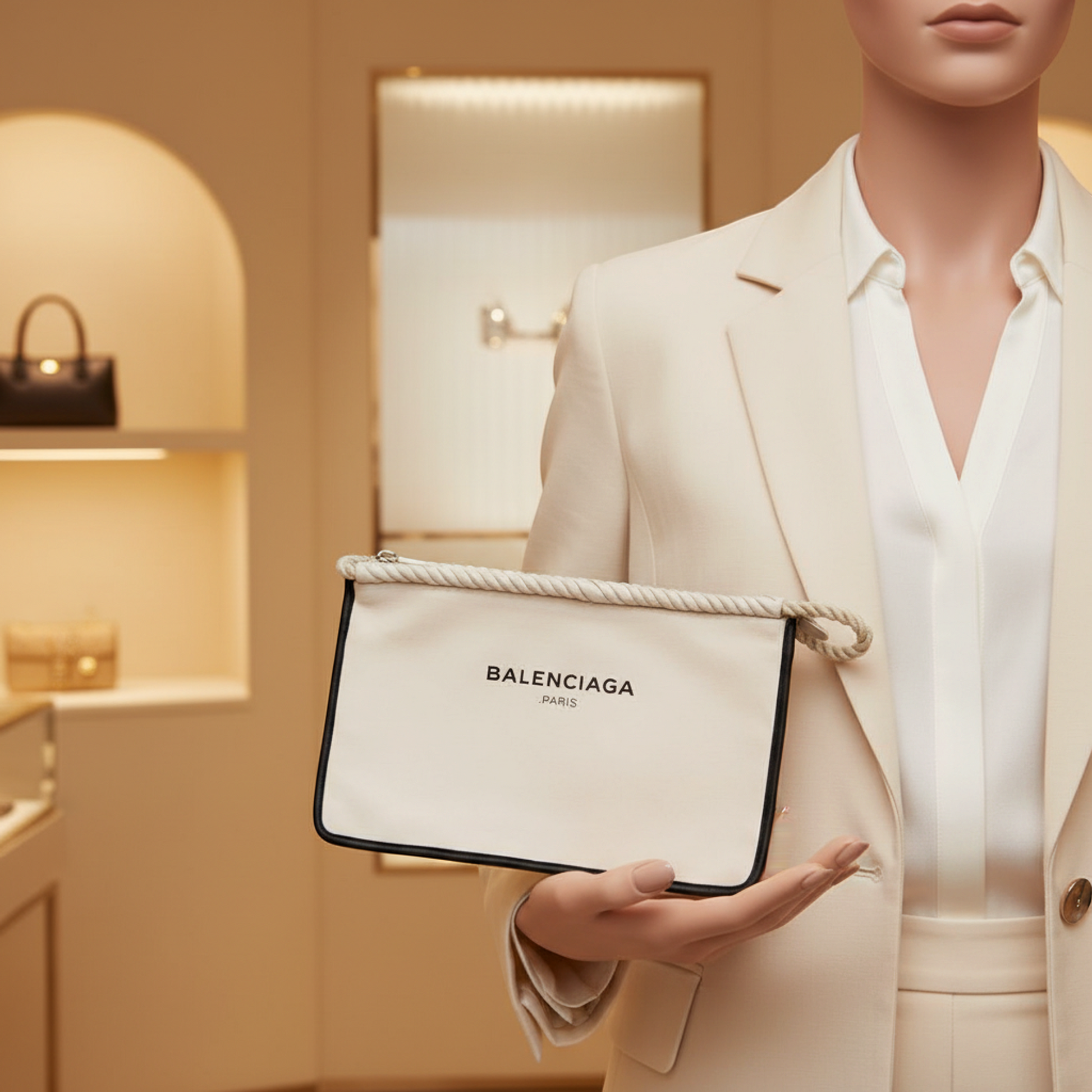Balenciaga 427443 Men,Women Leather Clutch Bag Black,Off-white