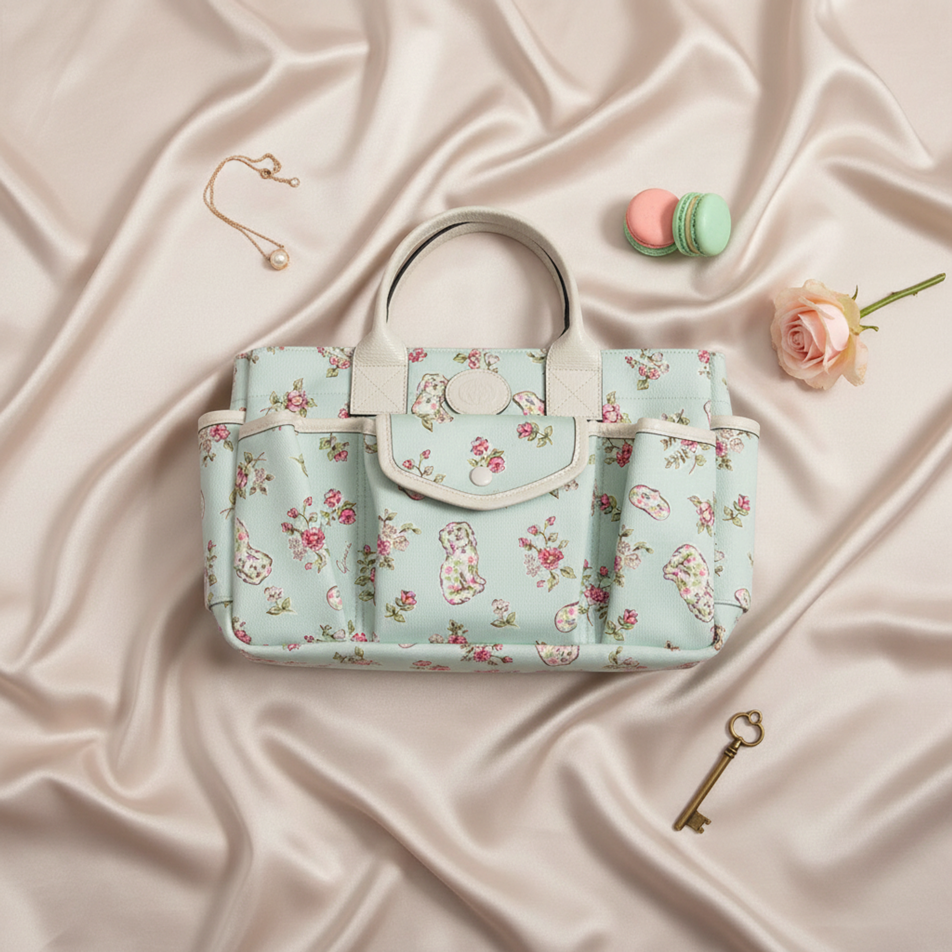 Gucci Interlocking G Children 628159 Girls' Canvas,Leather Handbag Mint Blue,Pink,White