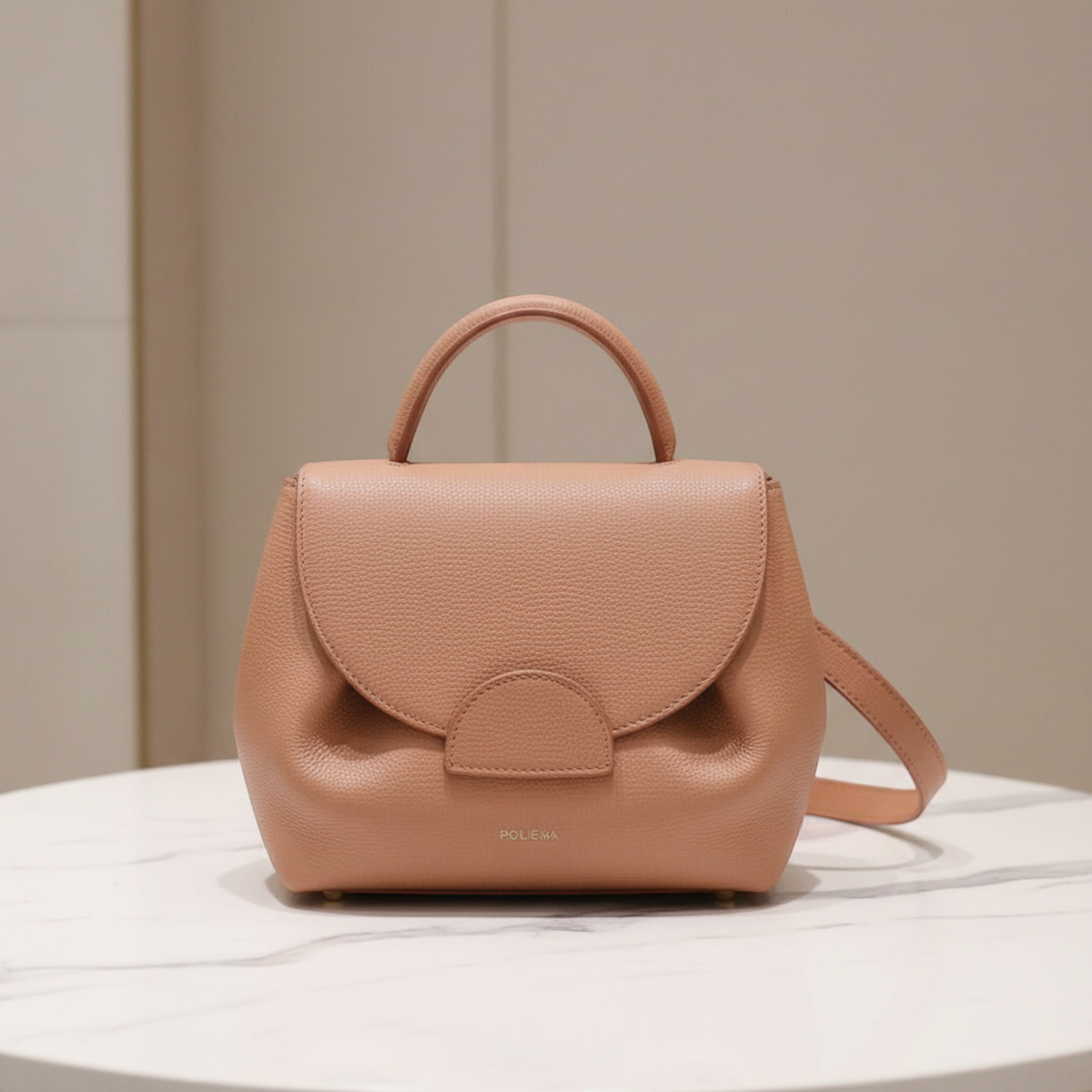 POLÈNE Numéro Un Nano Women's Leather Shoulder Bag Pink beige