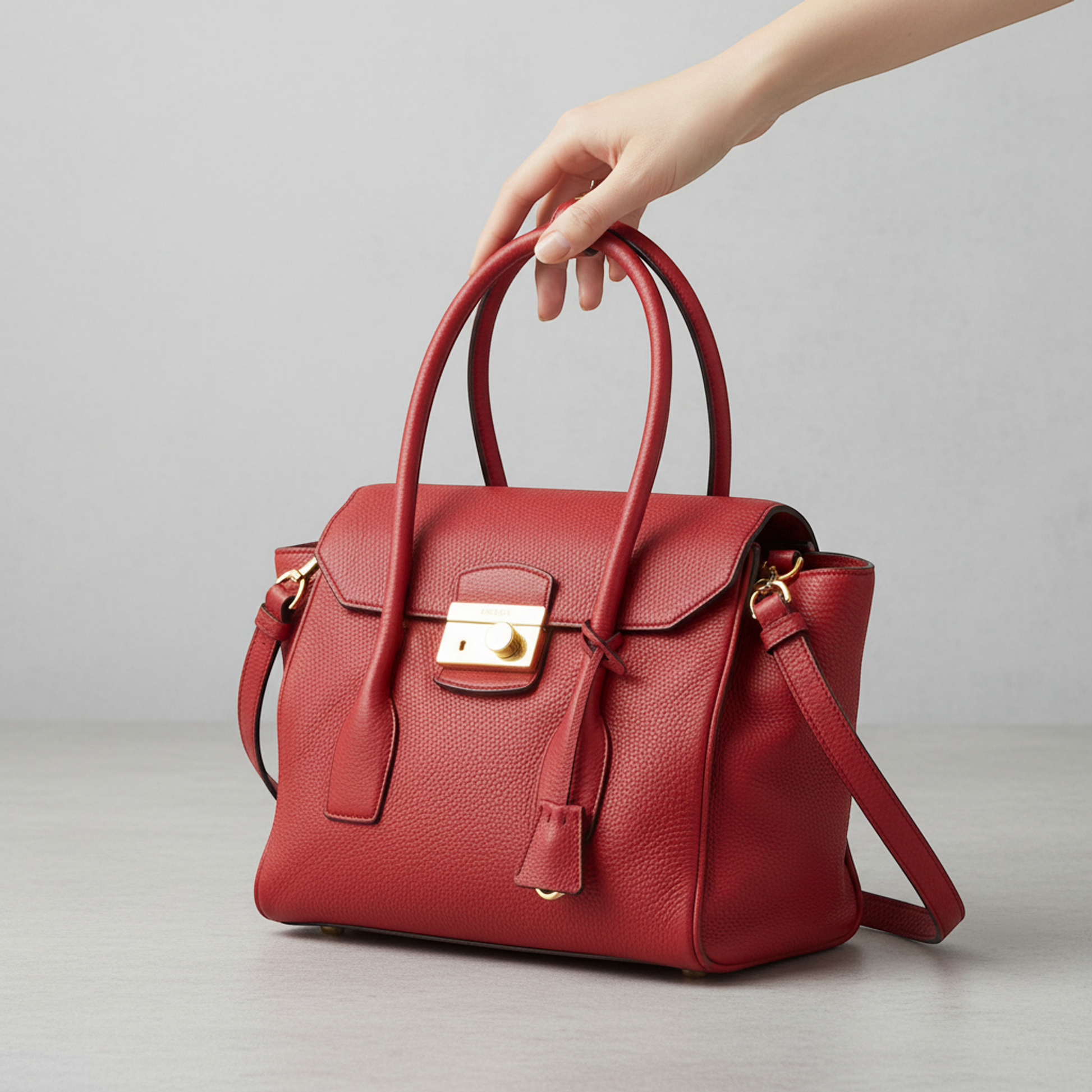 Prada VIT DAINO BN2673 Women's Leather Handbag,Shoulder Bag Red Color
