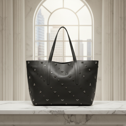 Jimmy Choo Pimlico Men,Women Leather Studded Tote Bag Black