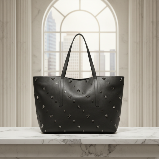 Jimmy Choo Pimlico Men,Women Leather Studded Tote Bag Black