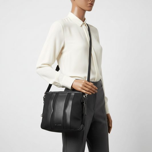 Bvlgari B.zero1 Women's Leather,Canvas Shoulder Bag Black