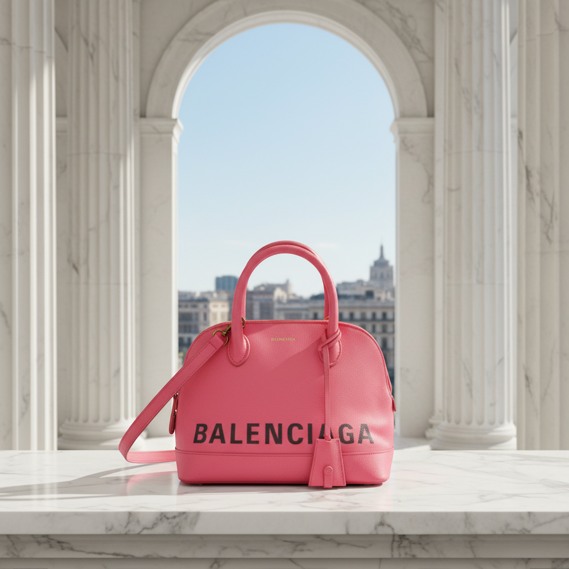 Balenciaga Ville Top Handle S 518873 Women's Leather Handbag Pink