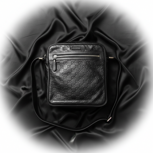 Gucci Guccissima 201448 Women's Leather Shoulder Bag Black