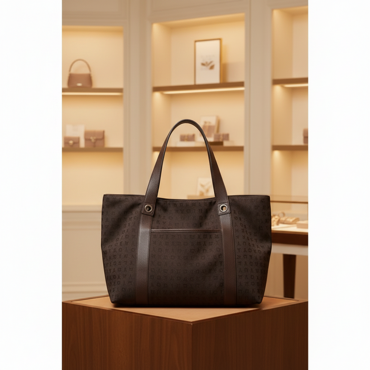 Bvlgari Logomania Sophia Large Tote Women's Canvas,Leather Tote Bag Brown
